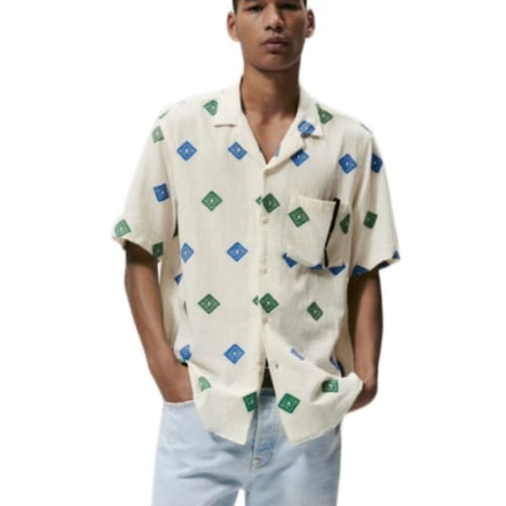 ZARA JACQUARD DIAMOND SHIRT 5807/718 Medium